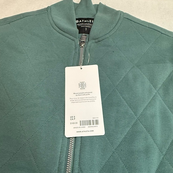 Athleta | Retroplush Bomber Jacket Deep Ocean Teal Small ***NEW*** - Picture 3 of 11
